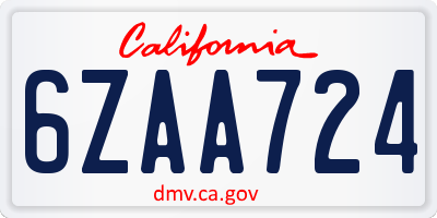 CA license plate 6ZAA724