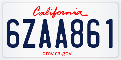 CA license plate 6ZAA861