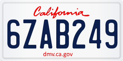 CA license plate 6ZAB249