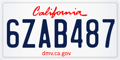 CA license plate 6ZAB487