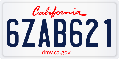 CA license plate 6ZAB621