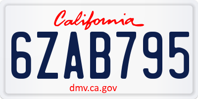CA license plate 6ZAB795