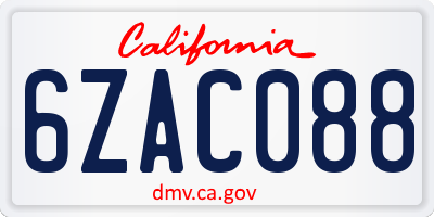 CA license plate 6ZAC088