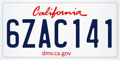 CA license plate 6ZAC141