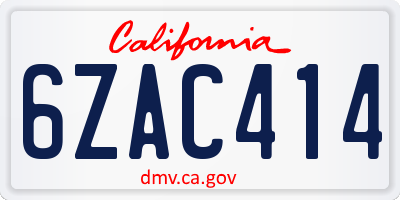 CA license plate 6ZAC414