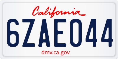 CA license plate 6ZAE044