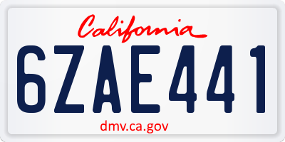 CA license plate 6ZAE441