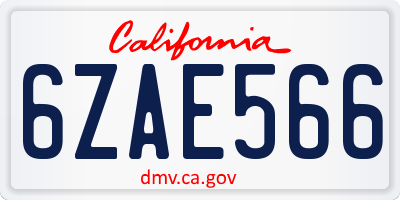 CA license plate 6ZAE566