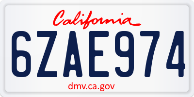 CA license plate 6ZAE974
