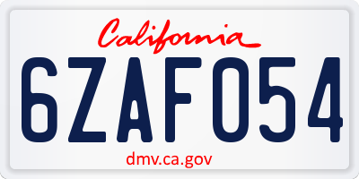 CA license plate 6ZAF054