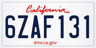 CA license plate 6ZAF131