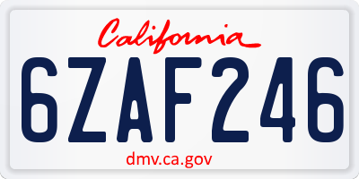 CA license plate 6ZAF246
