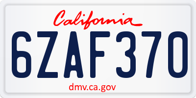 CA license plate 6ZAF370
