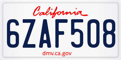 CA license plate 6ZAF508