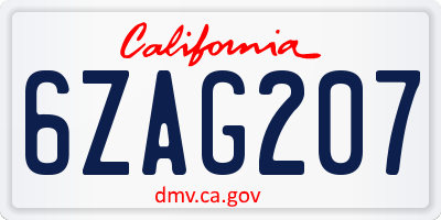 CA license plate 6ZAG207
