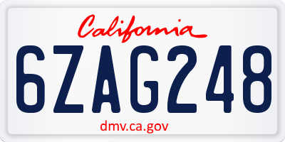 CA license plate 6ZAG248
