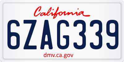 CA license plate 6ZAG339