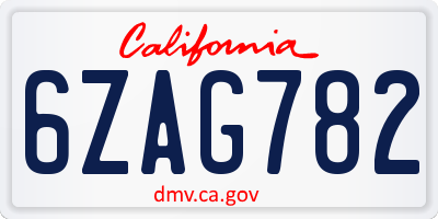 CA license plate 6ZAG782