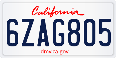 CA license plate 6ZAG805