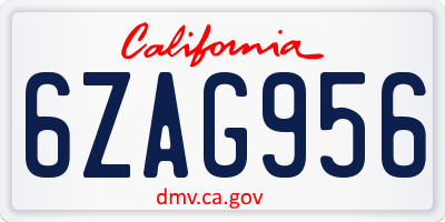 CA license plate 6ZAG956