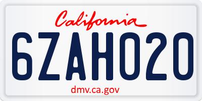 CA license plate 6ZAH020