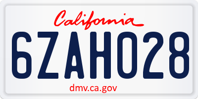 CA license plate 6ZAH028