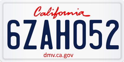 CA license plate 6ZAH052