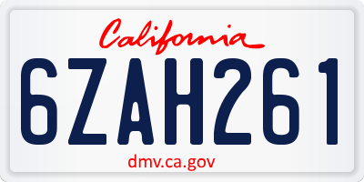 CA license plate 6ZAH261