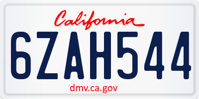 CA license plate 6ZAH544