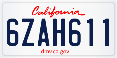 CA license plate 6ZAH611