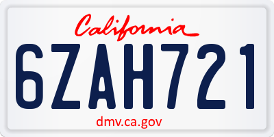 CA license plate 6ZAH721