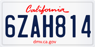 CA license plate 6ZAH814