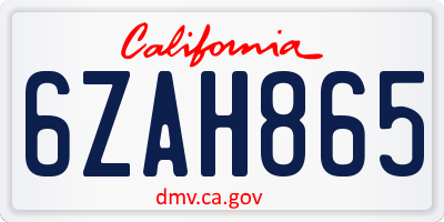 CA license plate 6ZAH865