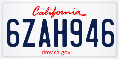 CA license plate 6ZAH946