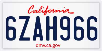 CA license plate 6ZAH966