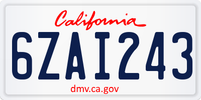 CA license plate 6ZAI243