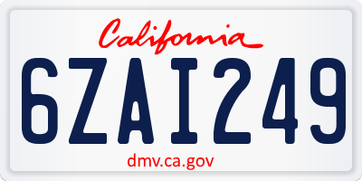 CA license plate 6ZAI249