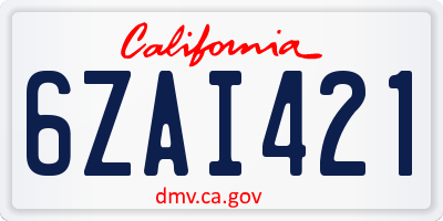 CA license plate 6ZAI421