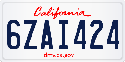 CA license plate 6ZAI424