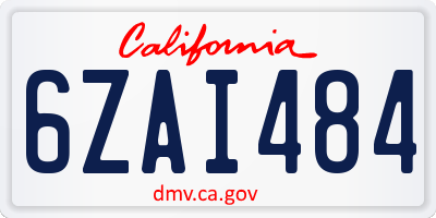 CA license plate 6ZAI484