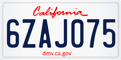 CA license plate 6ZAJ075