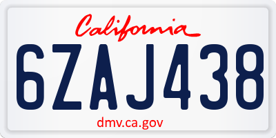 CA license plate 6ZAJ438