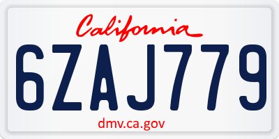 CA license plate 6ZAJ779