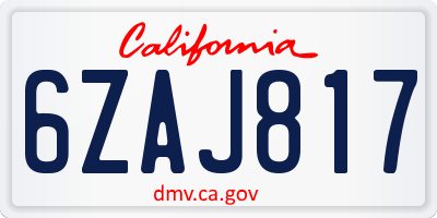 CA license plate 6ZAJ817
