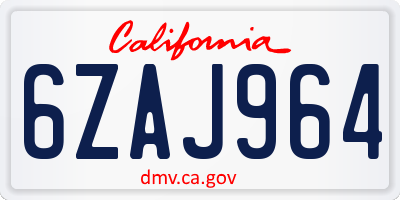 CA license plate 6ZAJ964