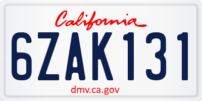 CA license plate 6ZAK131