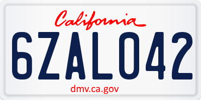 CA license plate 6ZAL042