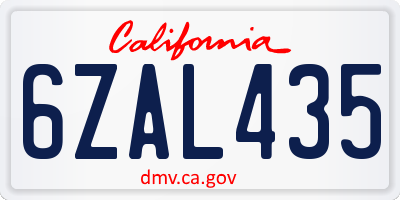 CA license plate 6ZAL435