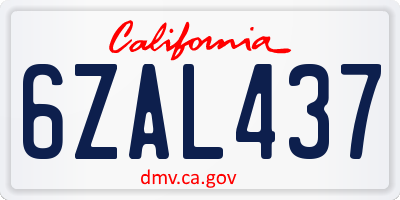 CA license plate 6ZAL437