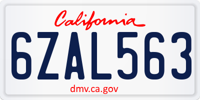 CA license plate 6ZAL563